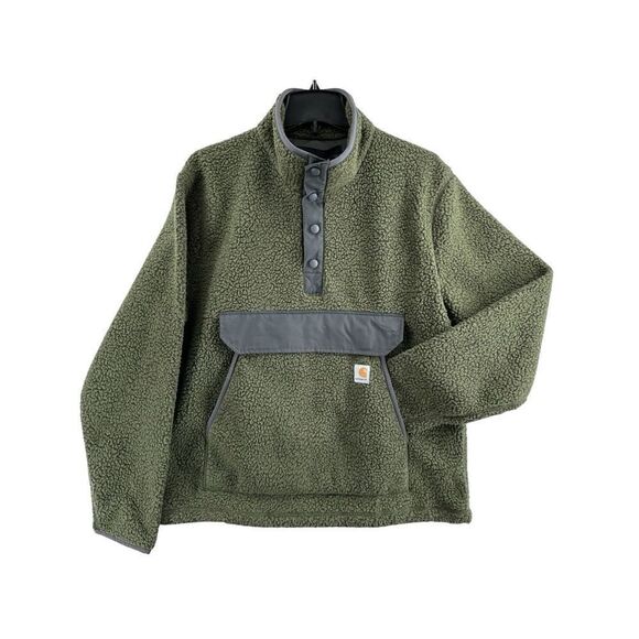 Carhartt Relaxed Fit Fleece Pullover Model J4991 Green 2XL Brand New - Picture 1 of 9